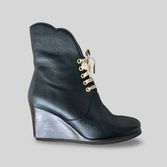 Chloe Lace Up Wedge Boots - Picture 3 of 8